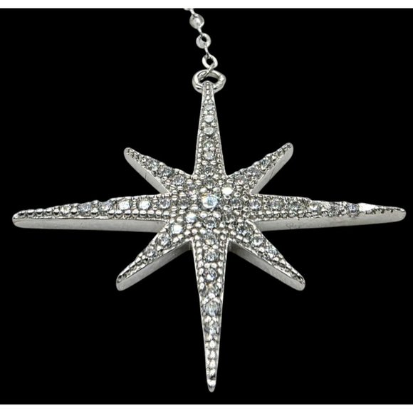 New Tocara Sterling Silver Starburst Pendant Necklace DiAmi Crystal Cluster Star - Picture 6 of 13